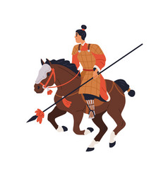 Chinese Warrior Riding Horseback Asian Armored