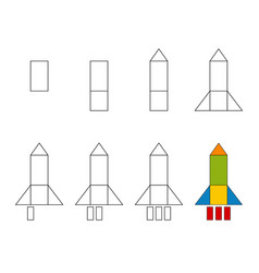 Worksheet Easy Guide To Drawing Cartoon Rocket