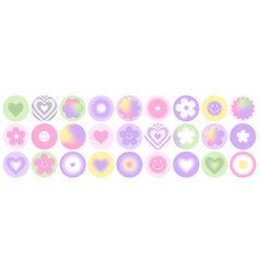 Y2k Blurred Gradient Set Butterfly Heart Daisy