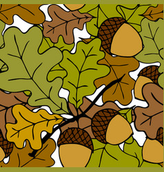 Bright Autumn Seamless Pattern Of Oak Leaves