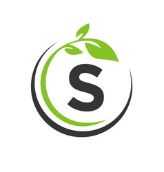 Eco Leaf Logo On Letter S Template