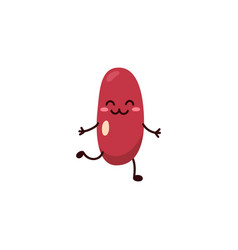 Kidney Bean Cartoon Character Jumping With Cute