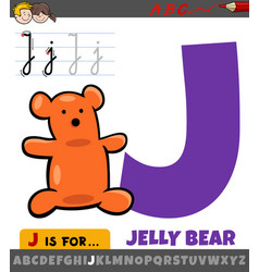 Letter J From Alphabet With Cartoon Jelly Bear