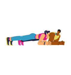 Man And Woman Doing Plank Exercise Flat