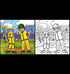 Baseball Boy And Coach Coloring Page