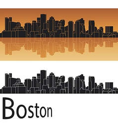 Boston Skyline In Orange Background