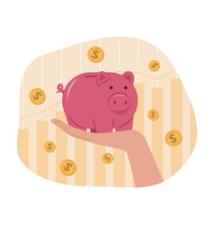 Hand Holding Piggy Bank For Saving Money Clipart