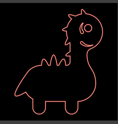 Neon Cute Dinosaur For Baby Red Color Image Flat