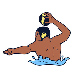 Right Handed Waterpolo Player Throwing Ball Color