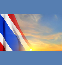 Thailand Flag Against The Sunset