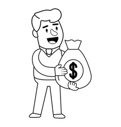 Businessman holding bag of money Royalty Free Vector Image