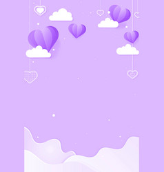 Dangling Hearts Cloud Wave Purple Background