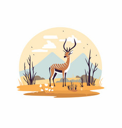 Antelope In The Savanna Wildlife Flat Style