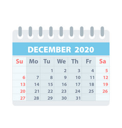 Calendar For December 2020 In Flat Style