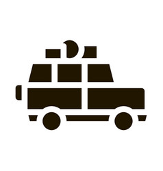 Camping Car With Luggage Icon Glyph