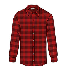 Cartoon Long Sleeve Red Checkered Men Shirt