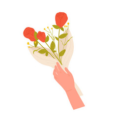 Hand Holding Red Flowers