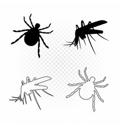 Insects Mosquito Mite Silhouette Outline Set