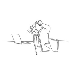 Single One Line Drawing Of Frustrated Businessman