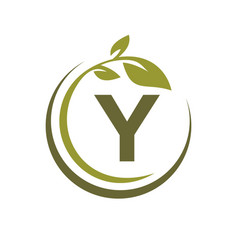 Eco Leaf Logo On Letter Y Template