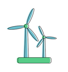 Flat Wind Turbine Icon Green Energy Wind Power