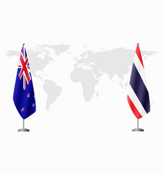 New Zealand And Thailand Flags For Official