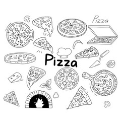 Pizza Set Hand Drawn Doodles Collection