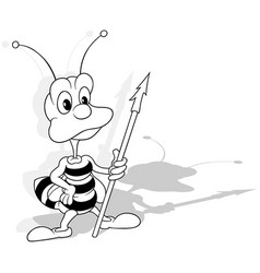 Drawing Of A Bee On Guard With Spear In Hand