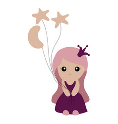 Little Cute Girl Princess With Balloons