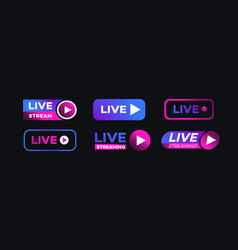 Live Streaming Sign Set Neon Style