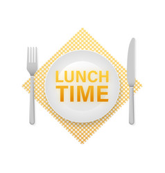 Flat Icon With Lunch Time On White Background