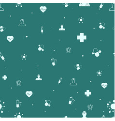 Medical Pattern White Icons On Dark Green