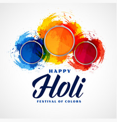 Three Powder Color Plates Happy Holi Background