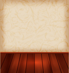 Floral Wallpaper And Wooden Floor