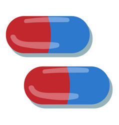 Red Blue Capsule Icon Cartoon Clinic Shot