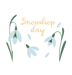 Snowdrop Day First Spring Flowers Cartoon Style