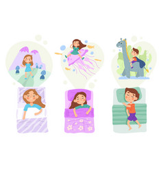 Child In Bed Fantasy World Bedtime Sleeping Kid