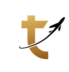 Gold And Black Lowercase Letter T Icon