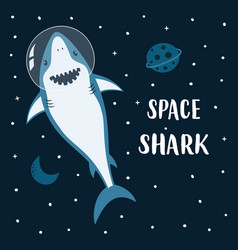 Space With Shark Isolated On Dark Blue Animal