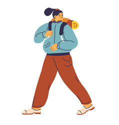 Woman Wearing Comfy Clothes Trekking Or Hiking