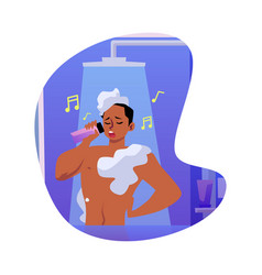 Funny Man Singing With Tube In Shower Flat Style