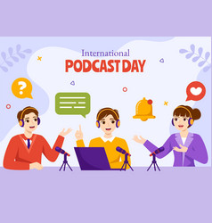 Podcast Day Social Media Background Flat Cartoon