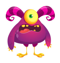 Angry Cartoon Monster With Horns And One Eye