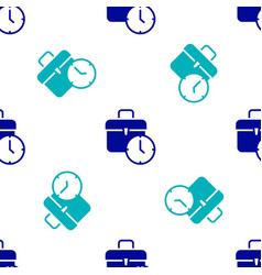 Blue Work Time Icon Isolated Seamless Pattern