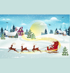 Christmas Scene With Santa And Reindeer