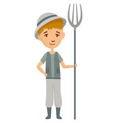 Kid Profession Peasant Or Farmer Cartoon Young