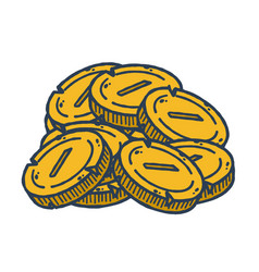 Pile Of Gold Coins Outline Cartoon Icon