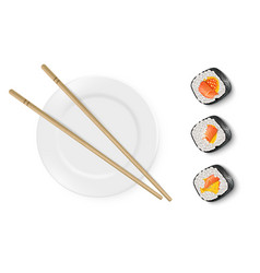 Realistic Image Of Sushi With White Plate And