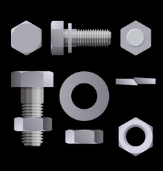 Set Metal Fasteners Bolts Nuts Washers