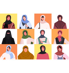 Set Of Portraits Muslim Women